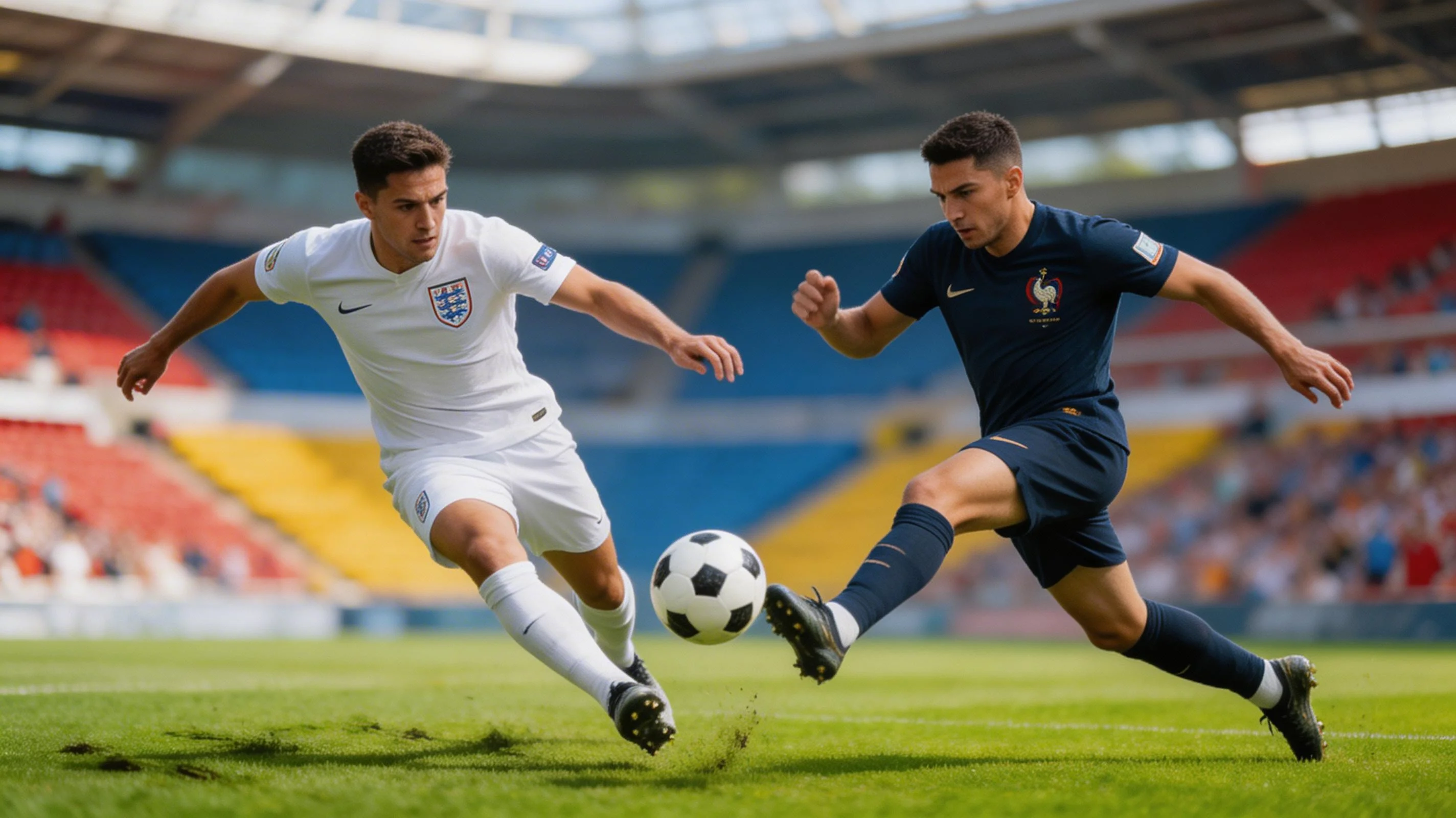 Profesionāla futbola spēle stadionā ar līdzjutējiem