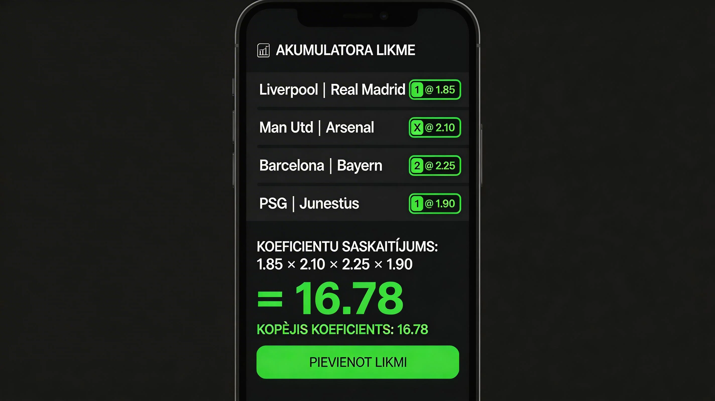 Ekspreslikmes ar vairākiem futbola mačiem kombinācijā