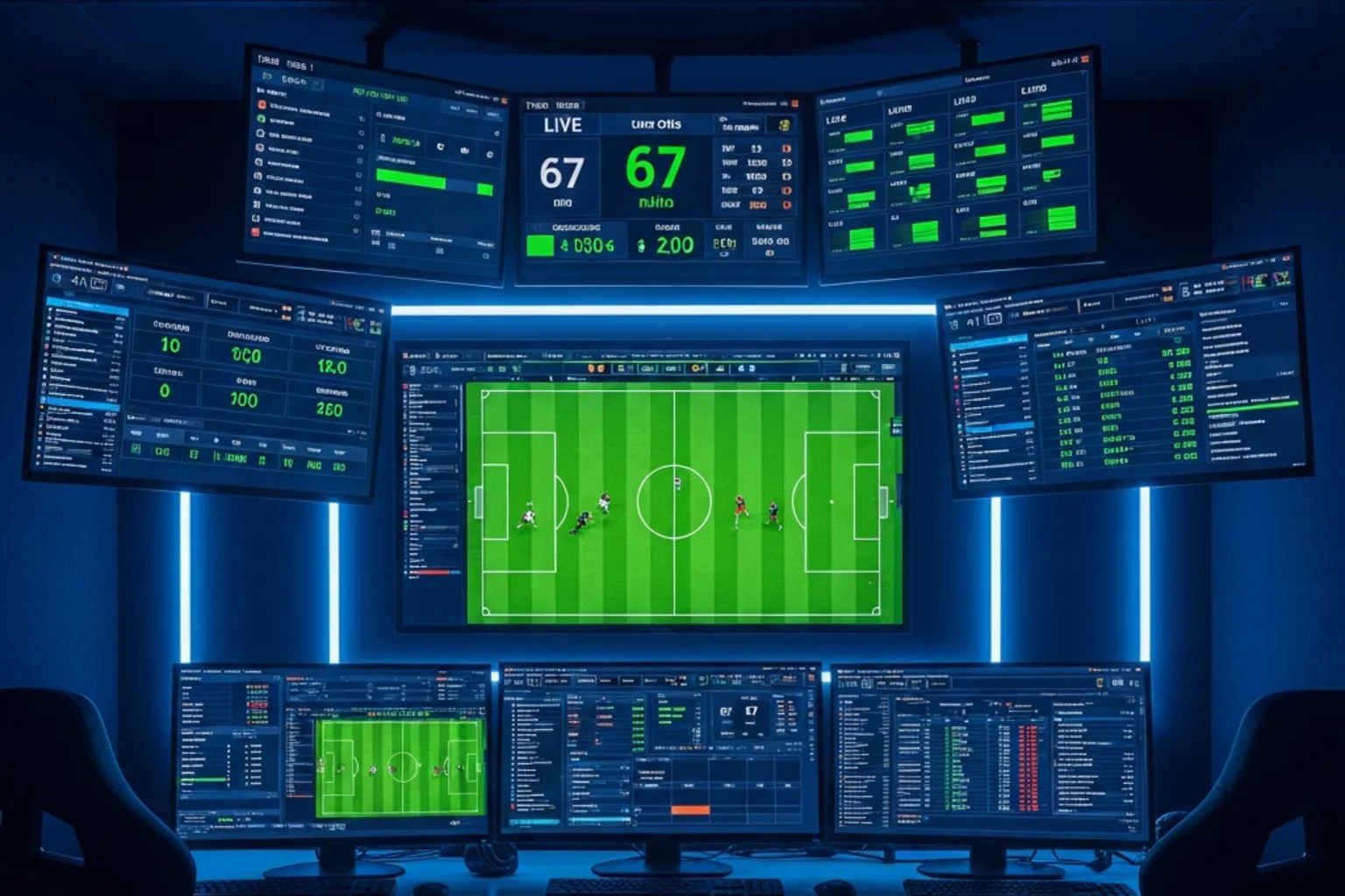 Live derību ekrāns ar futbola spēles statistiku reāllaikā
